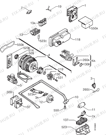 Взрыв-схема посудомоечной машины Electrolux ESF473 - BIO - Схема узла Electrical equipment 268