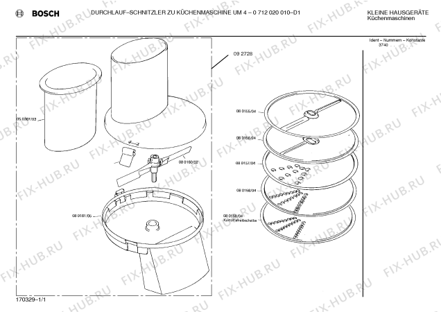Схема №1 0712020010 DS/UM4 с изображением Крышка для кухонного измельчителя Bosch 00020471