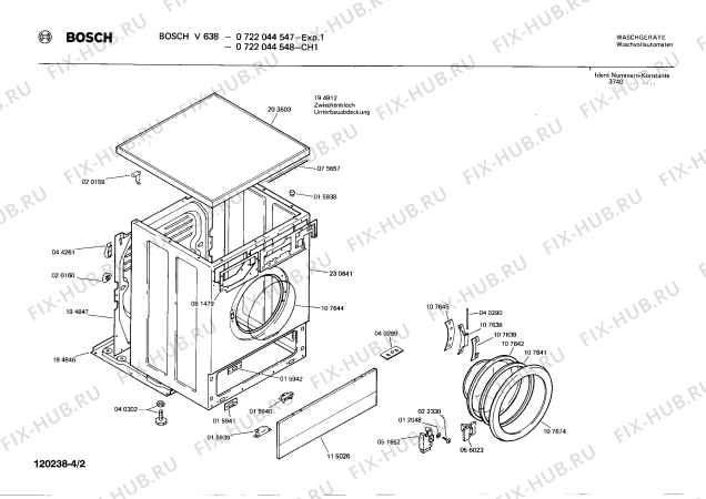 Взрыв-схема стиральной машины Bosch 0722044548 V638 - Схема узла 02