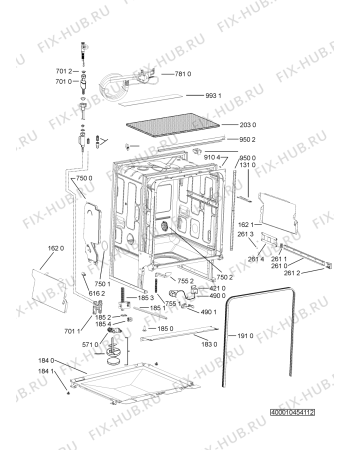 Взрыв-схема посудомоечной машины Whirlpool ADG 9623 FD - Схема узла