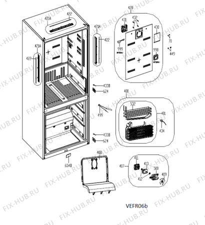 Взрыв-схема холодильника Hotpoint-Ariston H8BEH183O3X - Схема узла