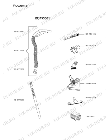 Взрыв-схема пылесоса Rowenta RO753501/410 - Схема узла 6P003348.6P2