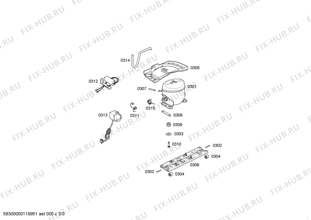 Взрыв-схема холодильника Bosch KDN49P70BR KDN49P 127V.INOX - Схема узла 03