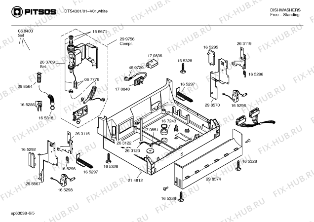 Взрыв-схема посудомоечной машины Pitsos DTS4301 - Схема узла 05