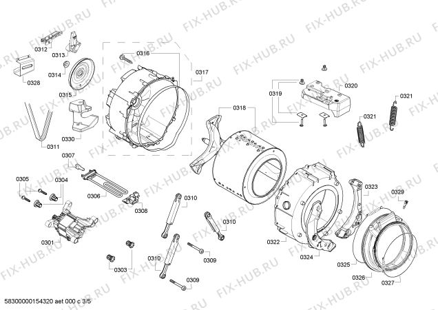 Схема №4 WD14H540 с изображением Слив для стиралки Bosch 00701375