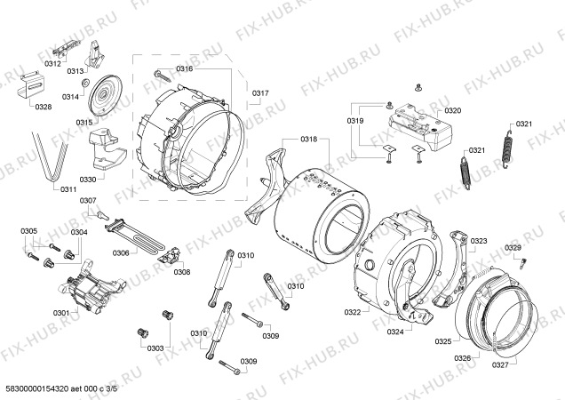 Взрыв-схема стиральной машины Bosch WVH2854XEP Logixx 7/4 - Схема узла 03