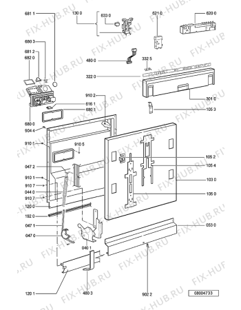 Схема №2 GSXP 7127/1 с изображением Обшивка для посудомоечной машины Whirlpool 480140101334