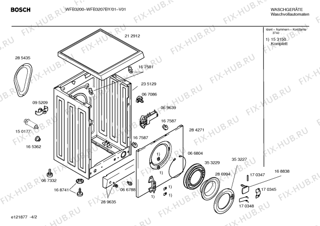 Взрыв-схема стиральной машины Bosch WFB3207BY - Схема узла 02