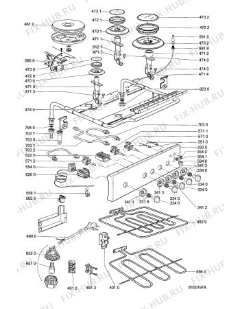 Схема №2 C 468 WH с изображением Кнопка для плиты (духовки) Whirlpool 481241128774