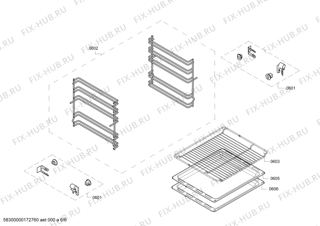 Взрыв-схема плиты (духовки) Bosch HCE744223R - Схема узла 06