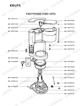 Взрыв-схема кофеварки (кофемашины) Krups F3217151D(0) - Схема узла KP001816.4P2
