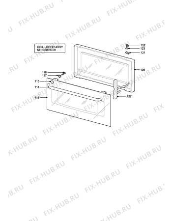 Взрыв-схема плиты (духовки) Parkinson Cowan CSIG500XN (STRATA) - Схема узла H10 Grill door assy