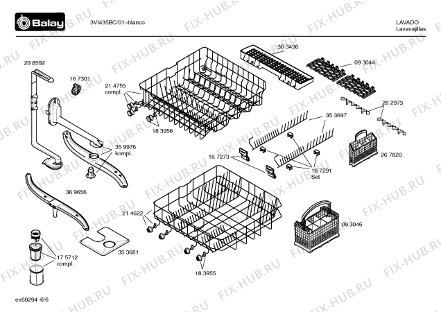Взрыв-схема посудомоечной машины Balay 3VI435BC VI435 - Схема узла 06