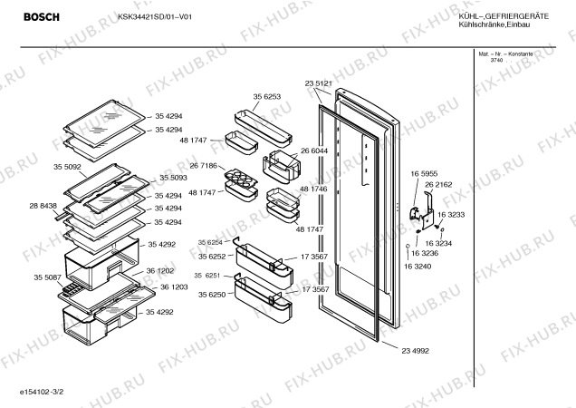 Взрыв-схема холодильника Bosch KSK34421SD - Схема узла 02