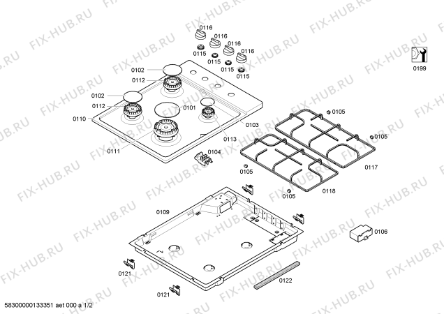 Схема №1 ER64151DE с изображением Форсунки для жидкого газа для плиты (духовки) Bosch 00614394