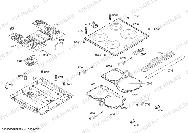 Взрыв-схема плиты (духовки) Bosch HCE778350U - Схема узла 07