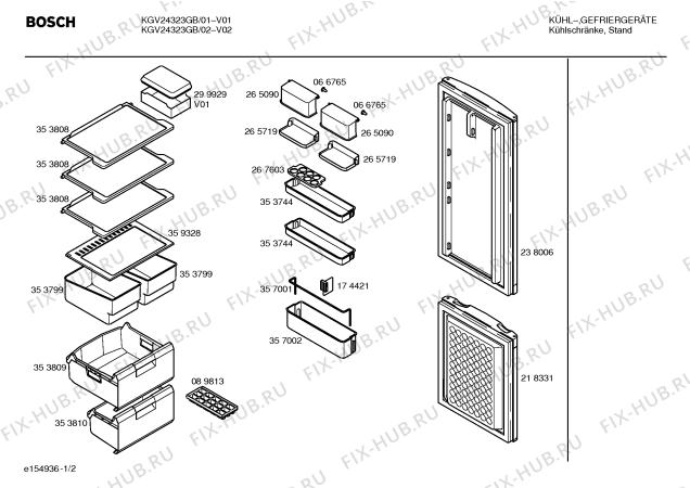 Взрыв-схема холодильника Bosch KGV24323GB - Схема узла 02