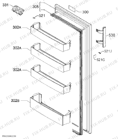 Взрыв-схема холодильника Electrolux ERF2404FOW - Схема узла Door 003