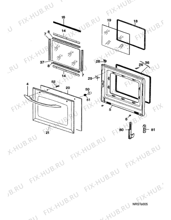 Взрыв-схема плиты (духовки) Faure CMP6981W1 P.STA.3+1 - Схема узла Door 003