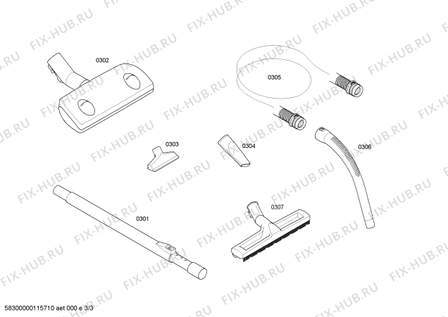 Взрыв-схема пылесоса Bosch BX32082 BX3 hepa parquet - Схема узла 03