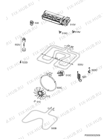 Взрыв-схема плиты (духовки) Rex Electrolux FQ92IXEV - Схема узла Electrical equipment