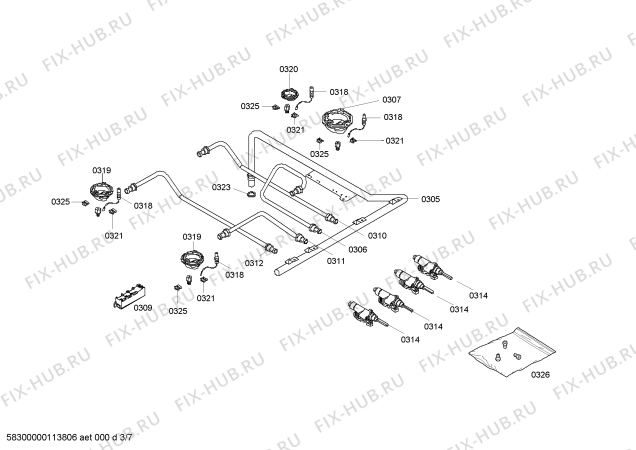 Взрыв-схема плиты (духовки) Bosch HSW422020N - Схема узла 03