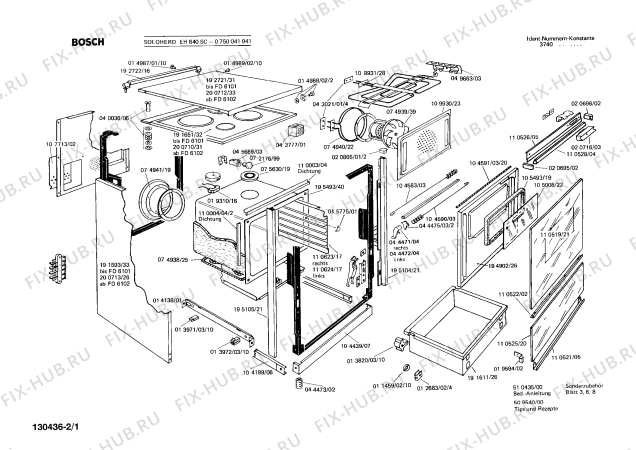 Схема №2 0750041041 EH640SC с изображением Панель для плиты (духовки) Bosch 00110619