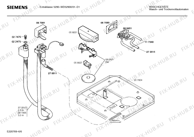 Взрыв-схема стиральной машины Siemens WD52900 SIWAMAT PLUS 5290 - Схема узла 06