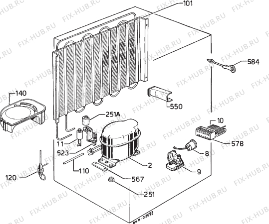 Взрыв-схема холодильника Zanussi ZFC153S - Схема узла Cooling system 017