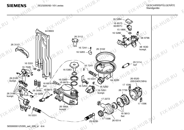 Схема №3 SE23200DK с изображением Инструкция по эксплуатации для электропосудомоечной машины Siemens 00580862