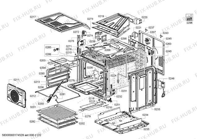 Взрыв-схема плиты (духовки) Bosch HGN22F350 - Схема узла 02