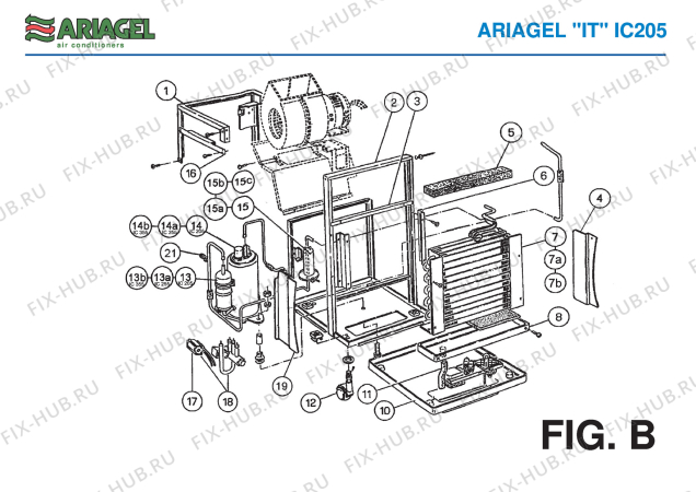 Взрыв-схема кондиционера Ariagel IC 205 - Схема узла 2