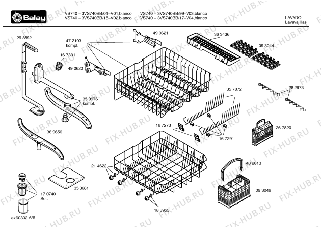 Взрыв-схема посудомоечной машины Balay 3VS740BB VS740 - Схема узла 06
