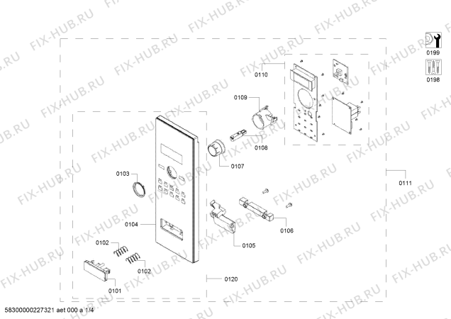 Схема №4 HMT84G654W с изображением Панель управления для микроволновки Bosch 12023118