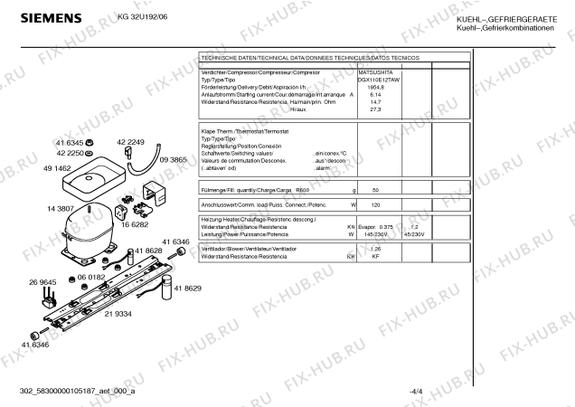 Схема №2 KG32U192 с изображением Инструкция по эксплуатации для холодильника Siemens 00591850