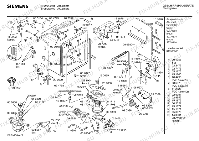Взрыв-схема посудомоечной машины Siemens SN24220 - Схема узла 02