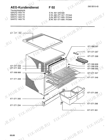 Взрыв-схема холодильника Aeg SAN1400 TK - Схема узла Housing 001