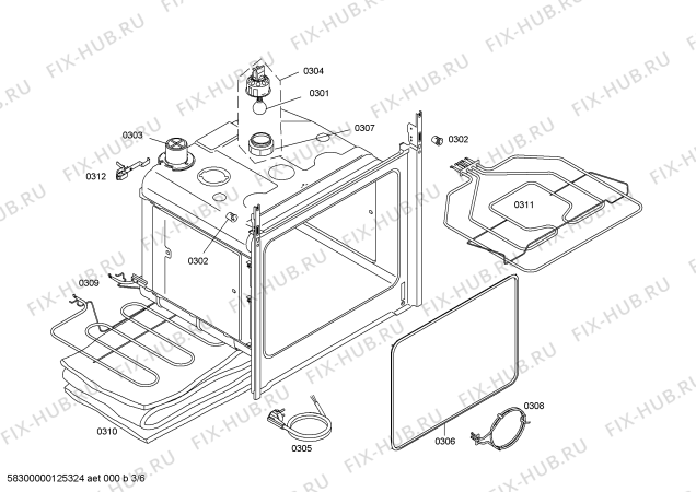 Взрыв-схема плиты (духовки) Siemens HB311E0J - Схема узла 03