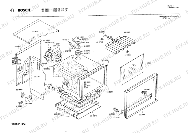 Схема №2 0750452142 HBE680K с изображением Панель для плиты (духовки) Bosch 00115667