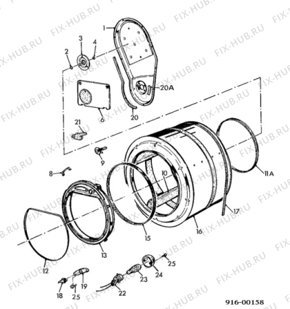 Взрыв-схема стиральной машины Electrolux WT423ROY - Схема узла Drum