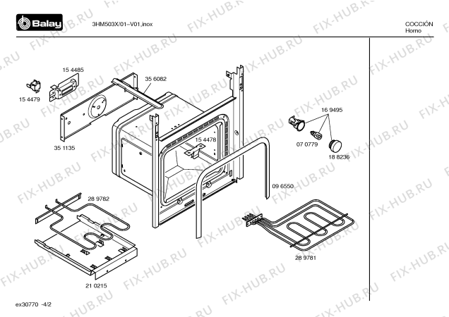 Схема №4 3HM503X с изображением Панель для духового шкафа Bosch 00357104