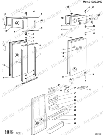 Взрыв-схема холодильника 2I MARCHI DP290NFSTAR (F015832) - Схема узла