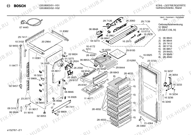 Схема №2 GSU8003 с изображением Панель для холодильника Bosch 00298443