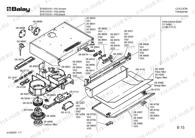 Схема №1 B7605X с изображением Панель для вентиляции Bosch 00068910