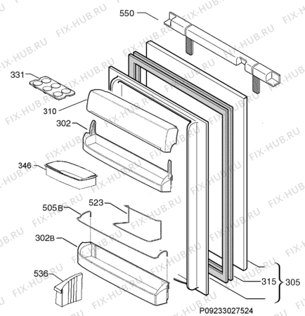 Взрыв-схема холодильника Aeg SU96040-6I - Схема узла Door 003