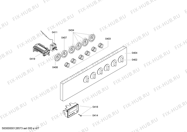 Схема №7 4CGX445B с изображением Панель управления для плиты (духовки) Bosch 00680262