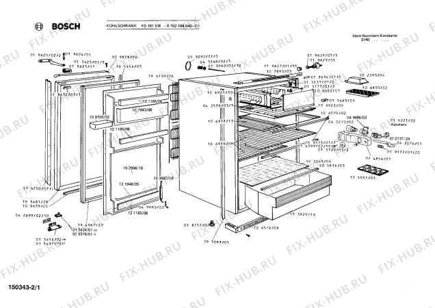 Схема №2 0702184040 KS181EW с изображением Дверь для холодильной камеры Bosch 00106922