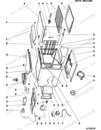 Взрыв-схема плиты (духовки) Ariston HM55RWH (F022221) - Схема узла