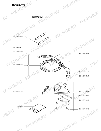 Взрыв-схема пылесоса Rowenta RS225J - Схема узла RS225JFR.__2