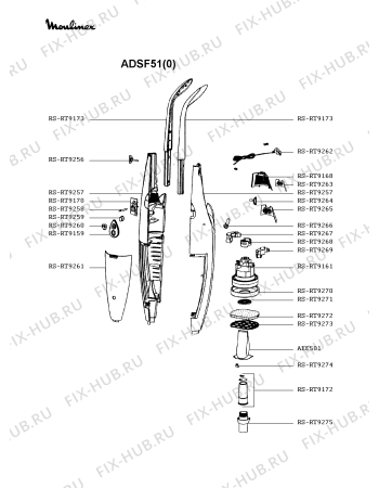 Схема №2 ADSF51(0) с изображением Ручка для пылесоса Moulinex RS-RT9173